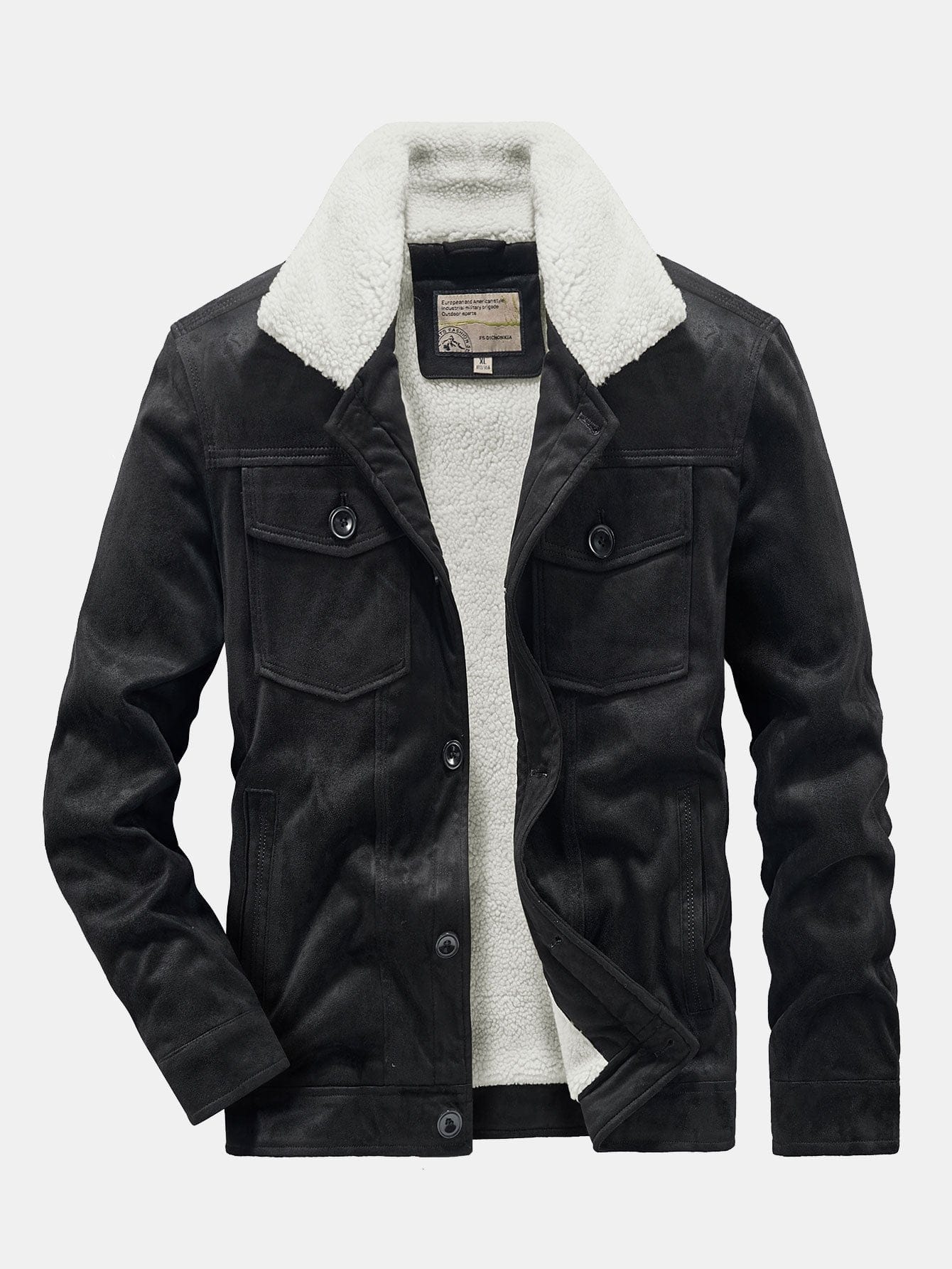 Velira Coats & Jackets juoda / S Teddy pamušalu dirbtinio suede švarkas