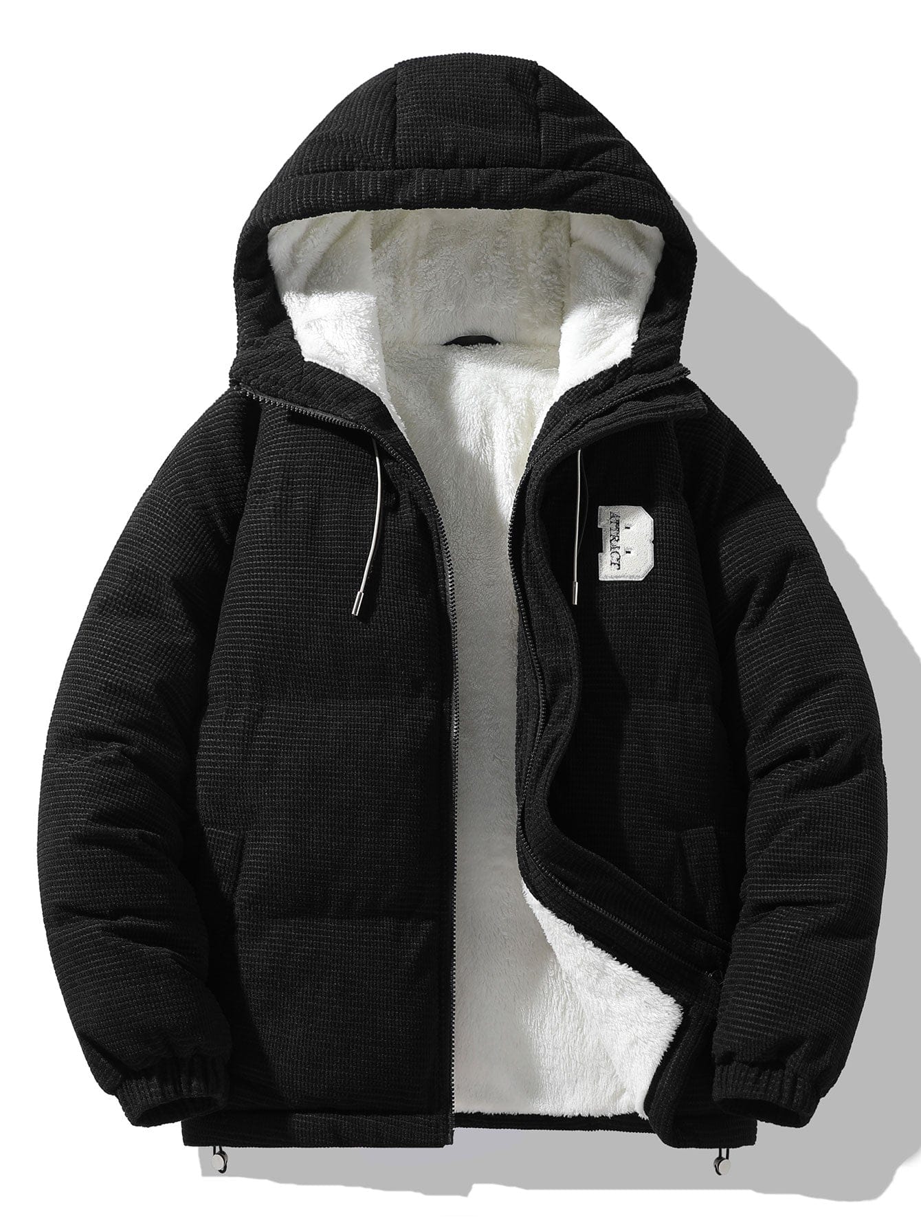 Velira Coats & Jackets juoda / XS Teddy pamušalu velveto su gobtuvu pūkinis paltas
