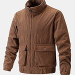 Velira Coats & Jackets kava / S Funnel Neck Zipped Corduroy Jacket