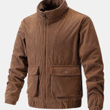Velira Coats & Jackets kava / S Funnel Neck Zipped Corduroy Jacket