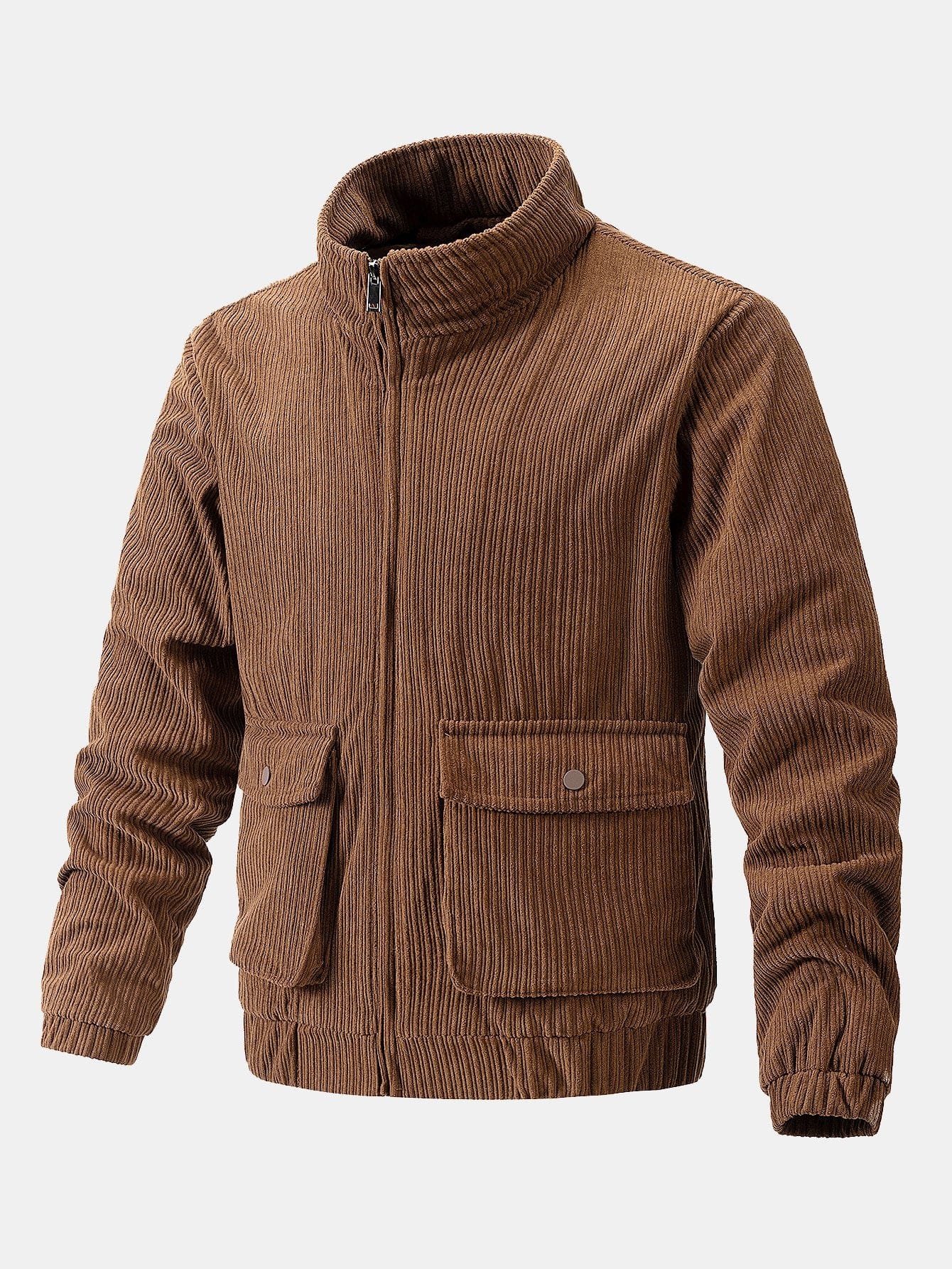 Velira Coats & Jackets kava / S Funnel Neck Zipped Corduroy Jacket