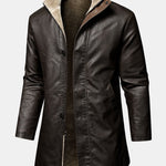 Velira Coats & Jackets kava / S Ilgas dirbtinio kailio PU odos paltas