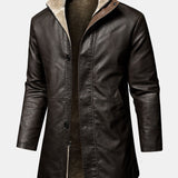 Velira Coats & Jackets kava / S Ilgas dirbtinio kailio PU odos paltas