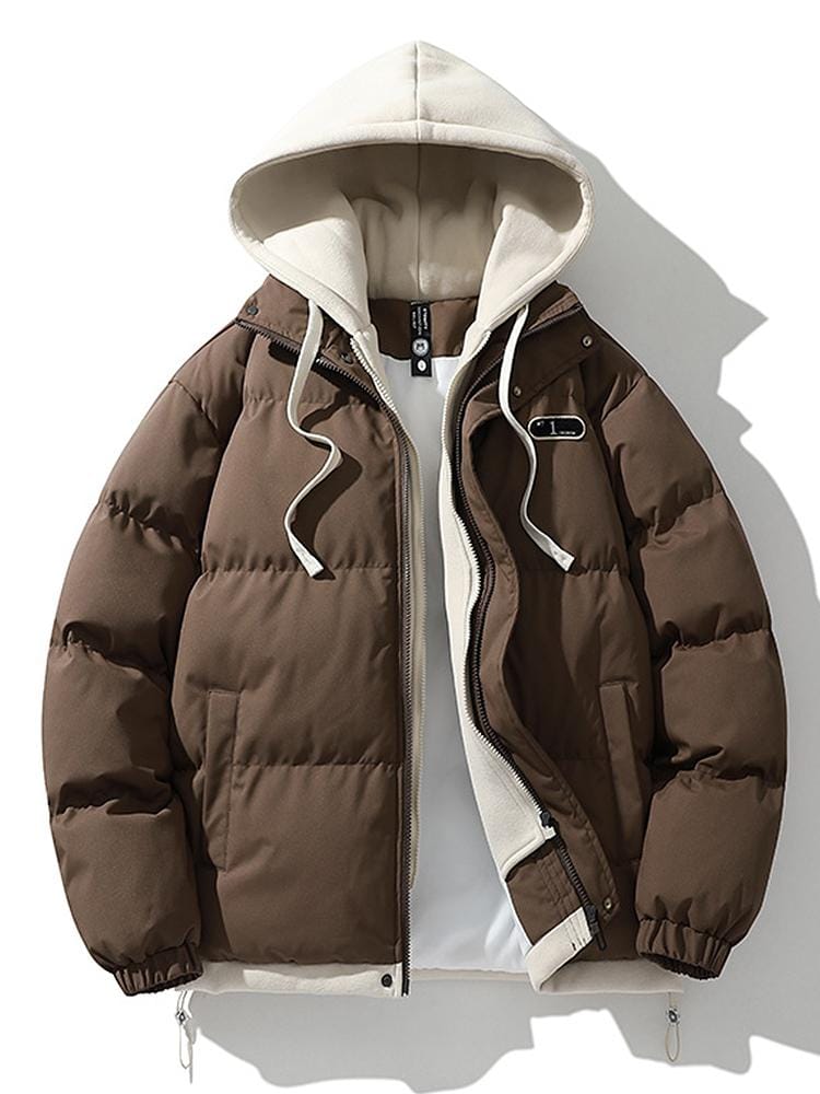 Velira Coats & Jackets kava / S Kontrasto užtrauktukas su gobtuvu pūkinė striukė
