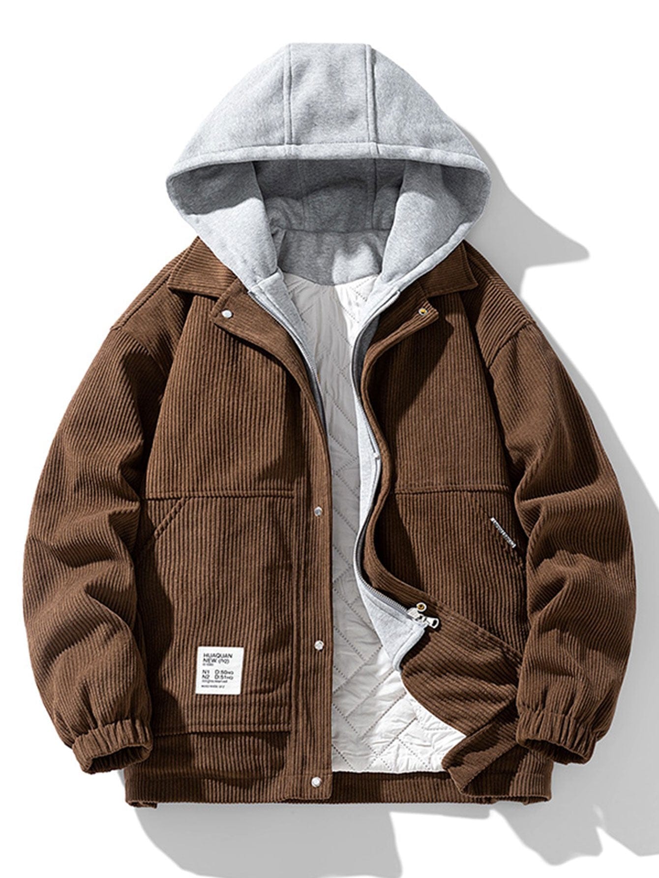 Velira Coats & Jackets kava / S Pamuštas Kvadratinis Kordūro Paltas su Gobtuvu