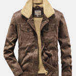 Velira Coats & Jackets kava / S Teddy pamušalu dirbtinio suede švarkas