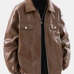 Velira Coats & Jackets kava / S Užtrauktuko PU odos striukė
