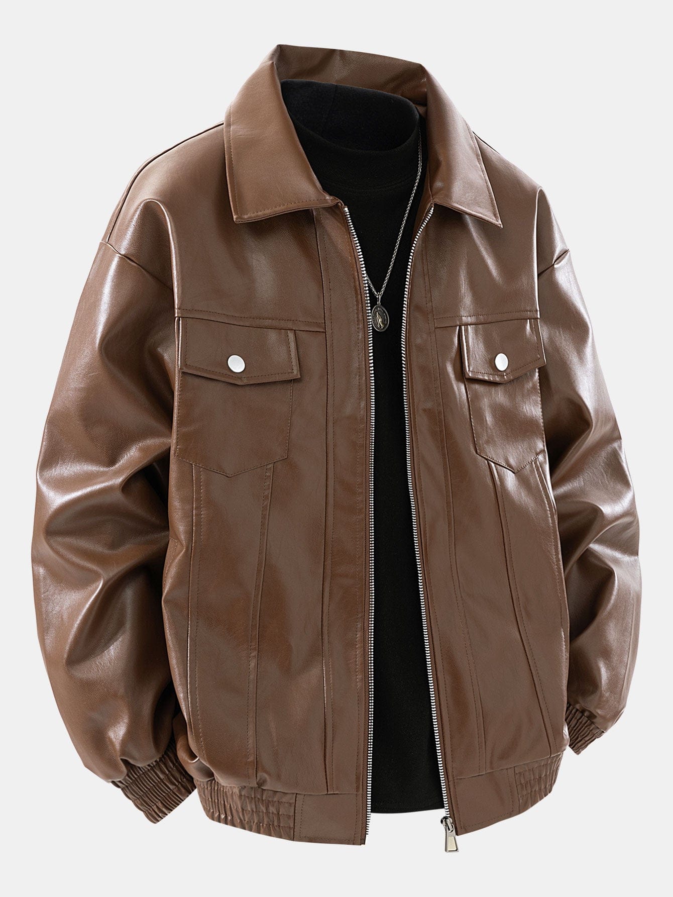 Velira Coats & Jackets kava / S Užtrauktuko PU odos striukė