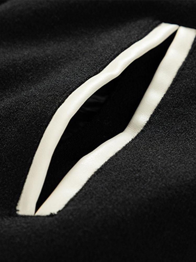 Velira Coats & Jackets Kontrasto vilnos išvaizdos PU beisbolo striukė