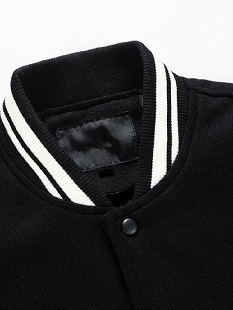 Velira Coats & Jackets Kontrasto vilnos išvaizdos PU beisbolo striukė