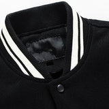 Velira Coats & Jackets Kontrasto vilnos išvaizdos PU beisbolo striukė