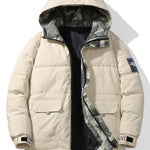Velira Coats & Jackets kreminė / S Kamufliažinis pamušalas kišenėse su gobtuvu pūkinis paltas