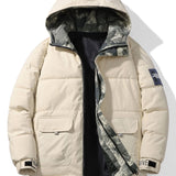 Velira Coats & Jackets kreminė / S Kamufliažinis pamušalas kišenėse su gobtuvu pūkinis paltas