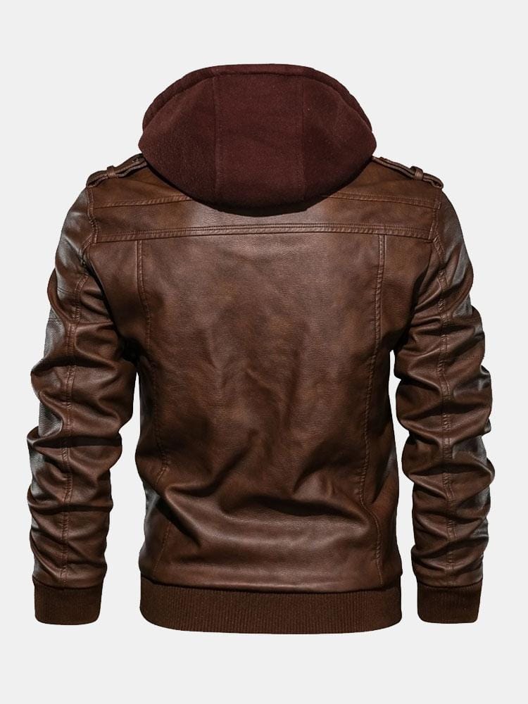 Velira Coats & Jackets Nuimamas gobtuvas su užtrauktuku PU odos striukė