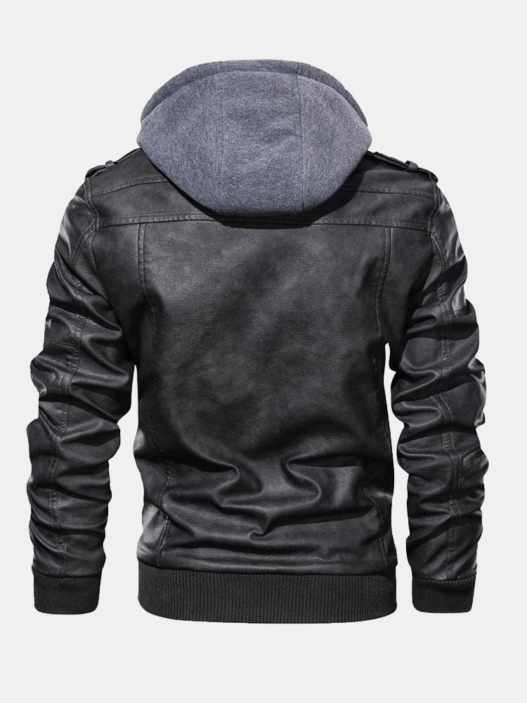 Velira Coats & Jackets Nuimamas gobtuvas su užtrauktuku PU odos striukė