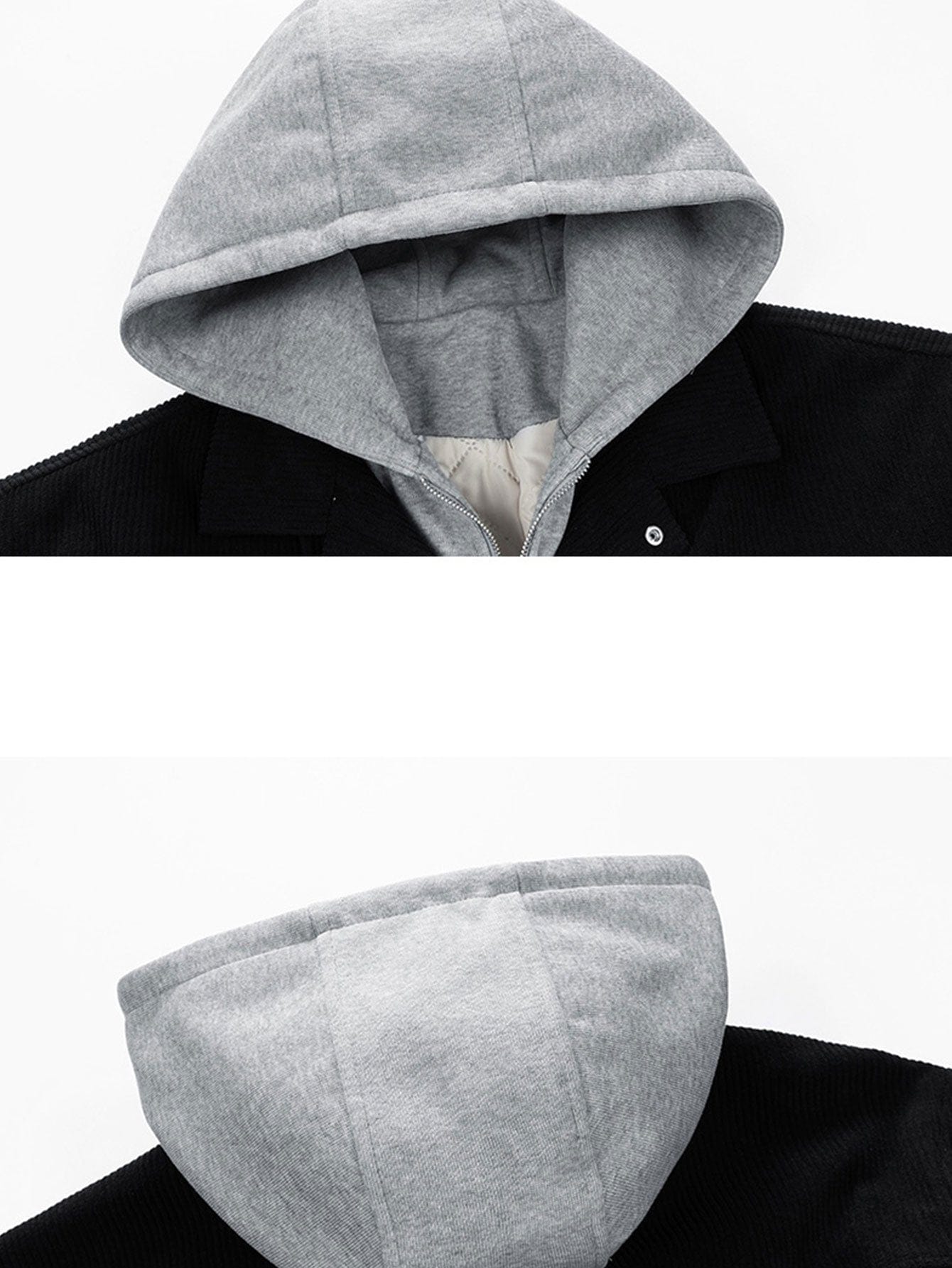 Velira Coats & Jackets Pamuštas Kvadratinis Kordūro Paltas su Gobtuvu