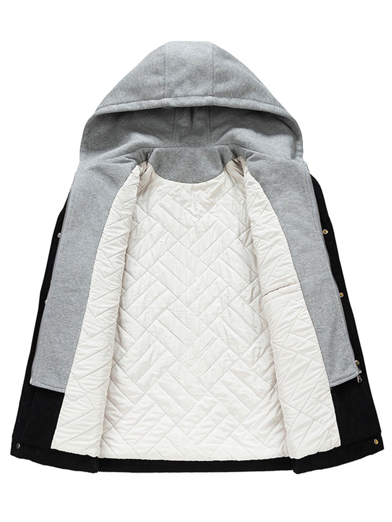 Velira Coats & Jackets Pamuštas Kvadratinis Kordūro Paltas su Gobtuvu