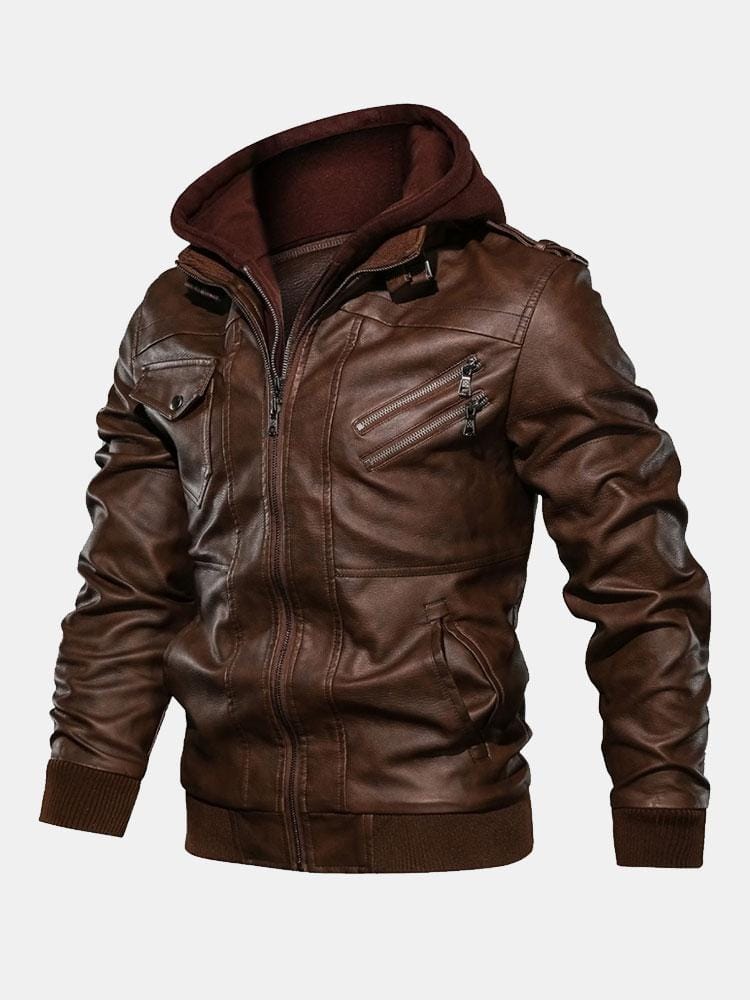 Velira Coats & Jackets peru / S Nuimamas gobtuvas su užtrauktuku PU odos striukė
