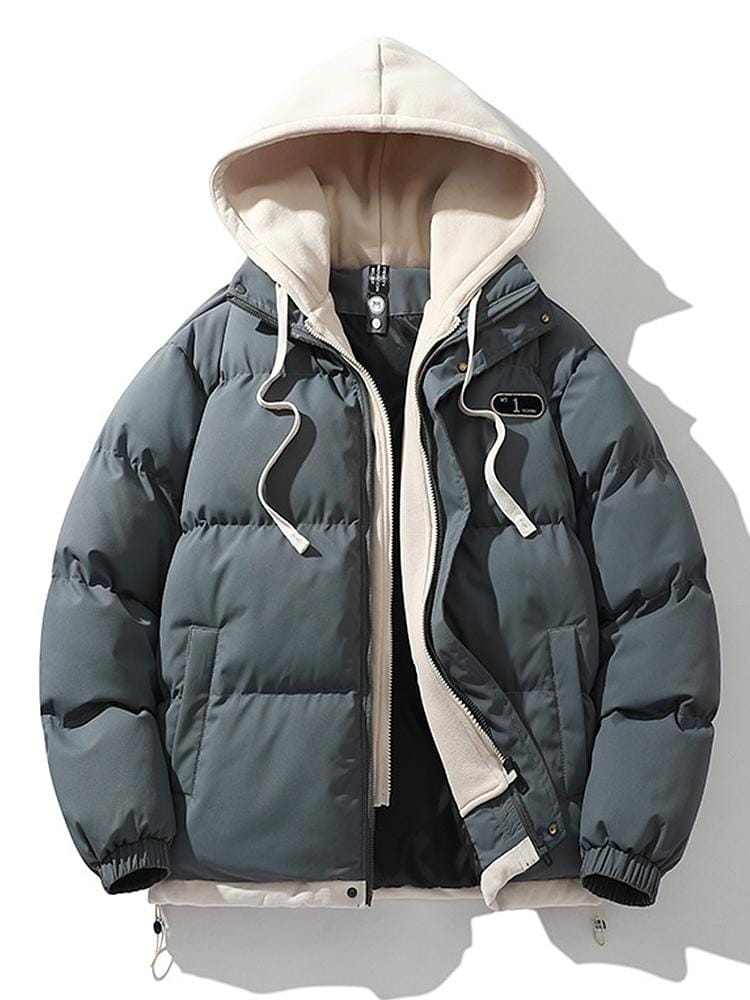Velira Coats & Jackets pilka / S Kontrasto užtrauktukas su gobtuvu pūkinė striukė