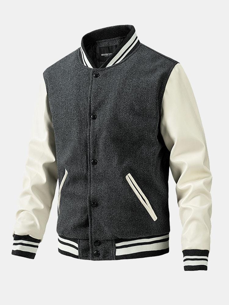 Velira Coats & Jackets pilka / S Kontrasto vilnos išvaizdos PU beisbolo striukė