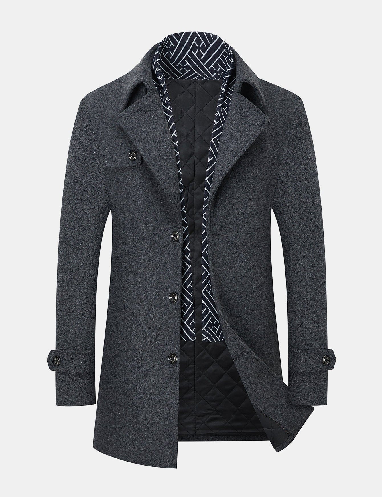 Velira Coats & Jackets pilka / XS Nuspaudžiamas šalikas su notch apykakle vilnonis paltas