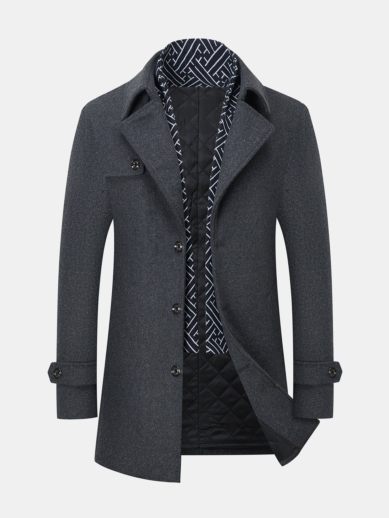 Velira Coats & Jackets pilka / XS Nuspaudžiamas šalikas su notch apykakle vilnonis paltas