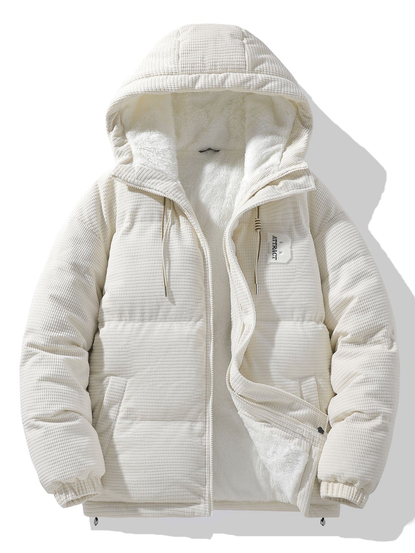 Velira Coats & Jackets smėlio / XS Teddy pamušalu velveto su gobtuvu pūkinis paltas
