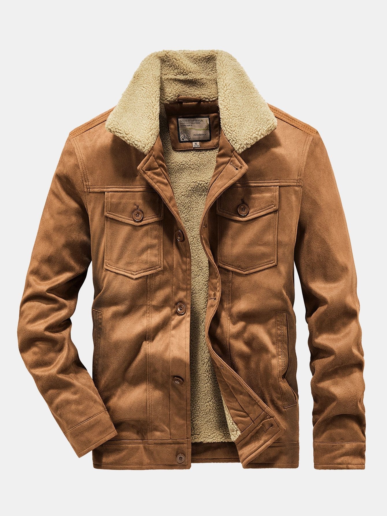 Velira Coats & Jackets šviesiai ruda / S Teddy pamušalu dirbtinio suede švarkas