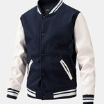 Velira Coats & Jackets tamsiai mėlyna / S Kontrasto vilnos išvaizdos PU beisbolo striukė