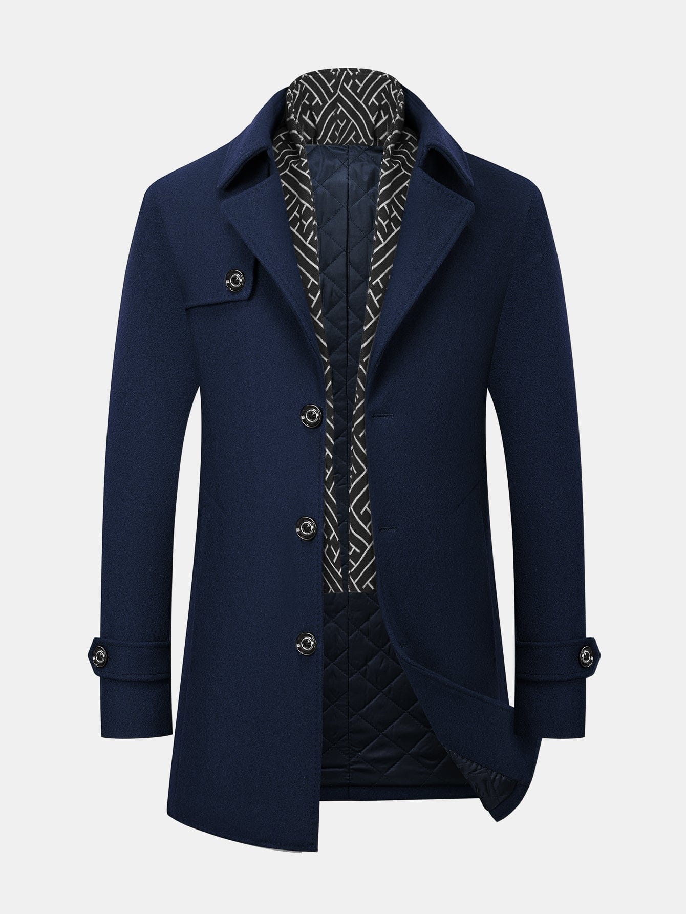 Velira Coats & Jackets tamsiai mėlyna / XS Nuspaudžiamas šalikas su notch apykakle vilnonis paltas