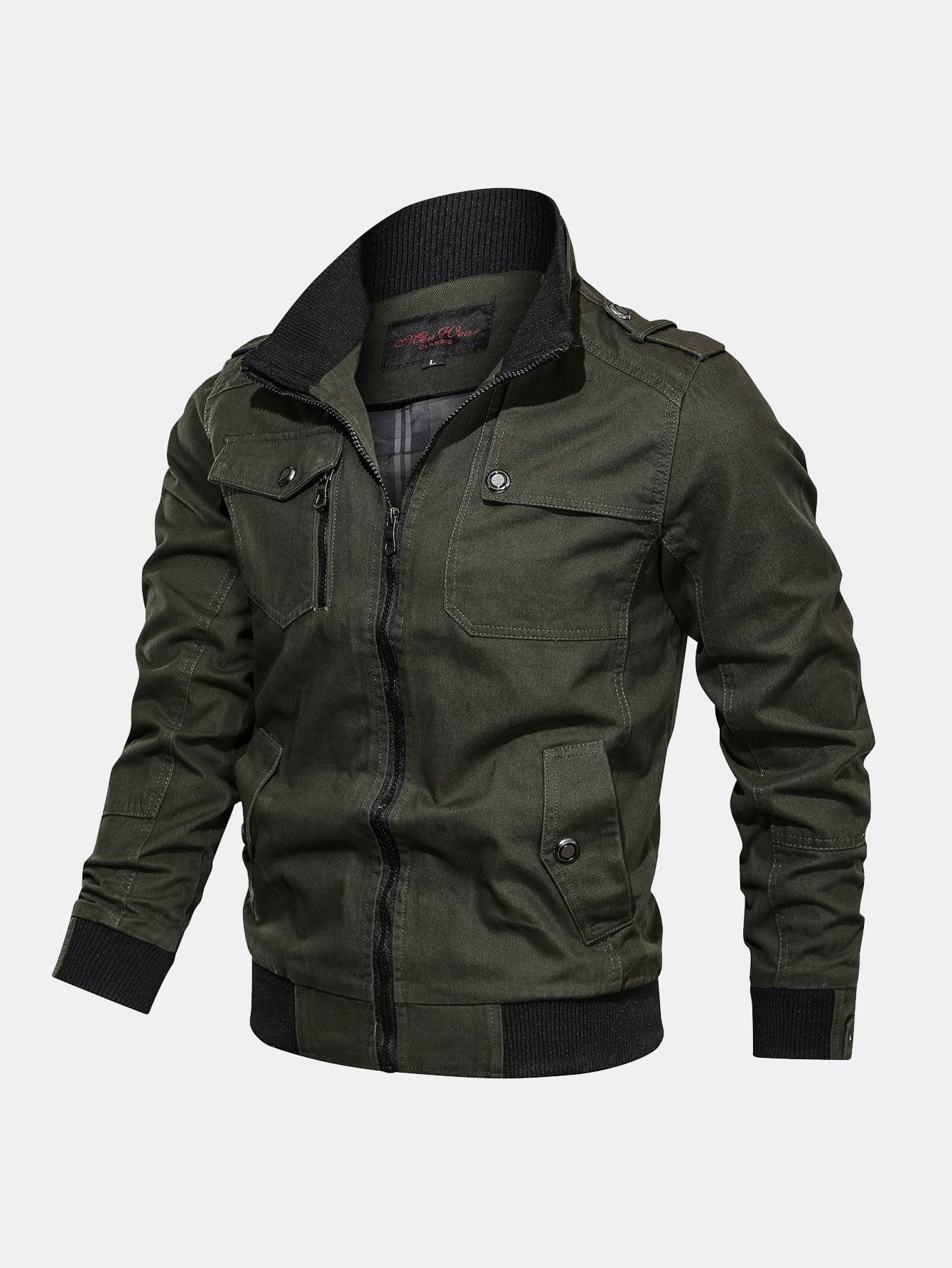 Velira Coats & Jackets tamsiai žalia / S Chino užtrauktuku užsegama striukė