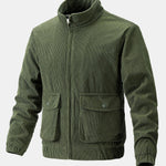 Velira Coats & Jackets tamsiai žalia / S Funnel Neck Zipped Corduroy Jacket