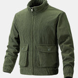Velira Coats & Jackets tamsiai žalia / S Funnel Neck Zipped Corduroy Jacket