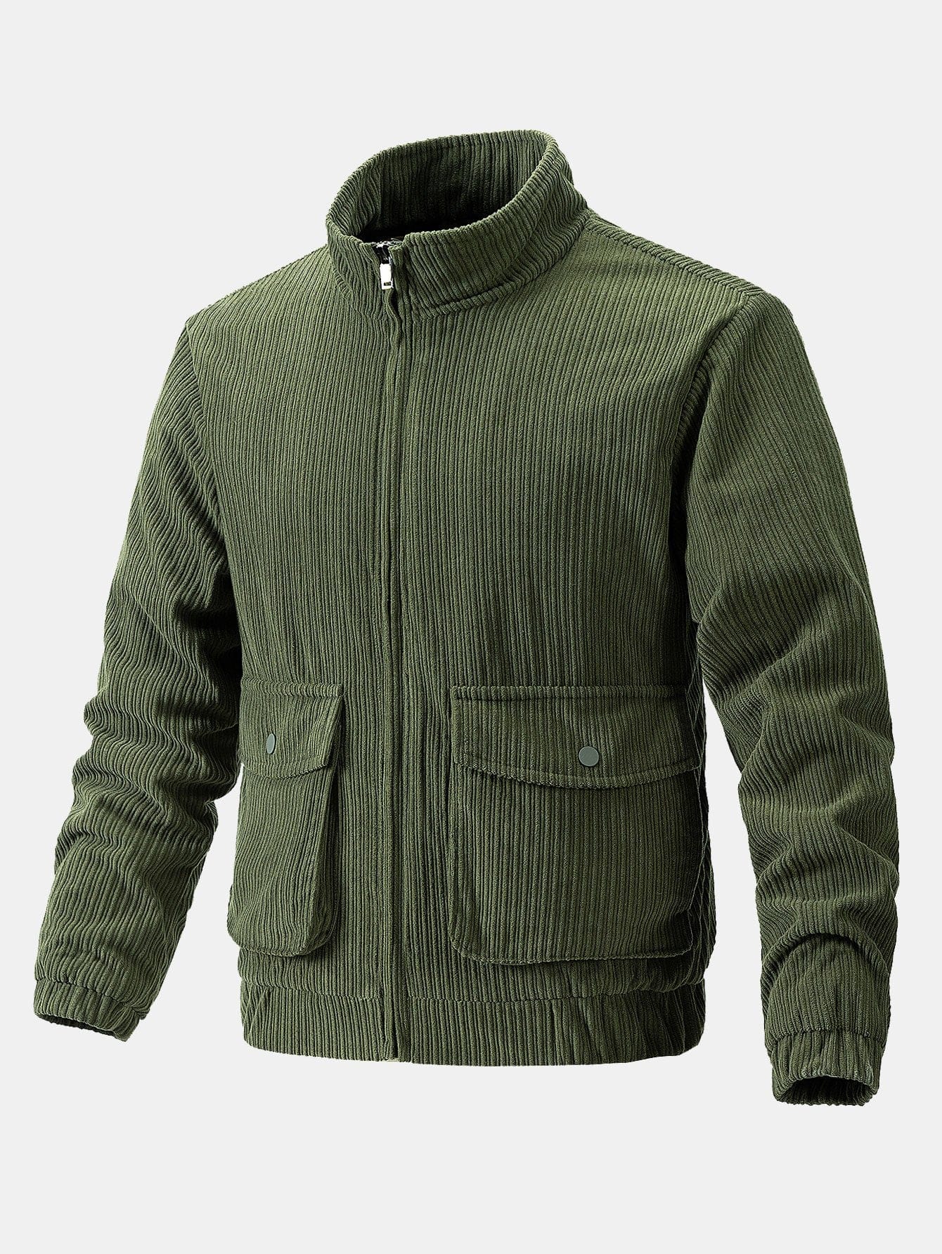 Velira Coats & Jackets tamsiai žalia / S Funnel Neck Zipped Corduroy Jacket