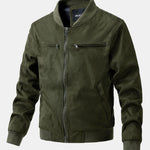 Velira Coats & Jackets tamsiai žalia / S Suede Bomber Striukė su Dygsniuota Pamušalu