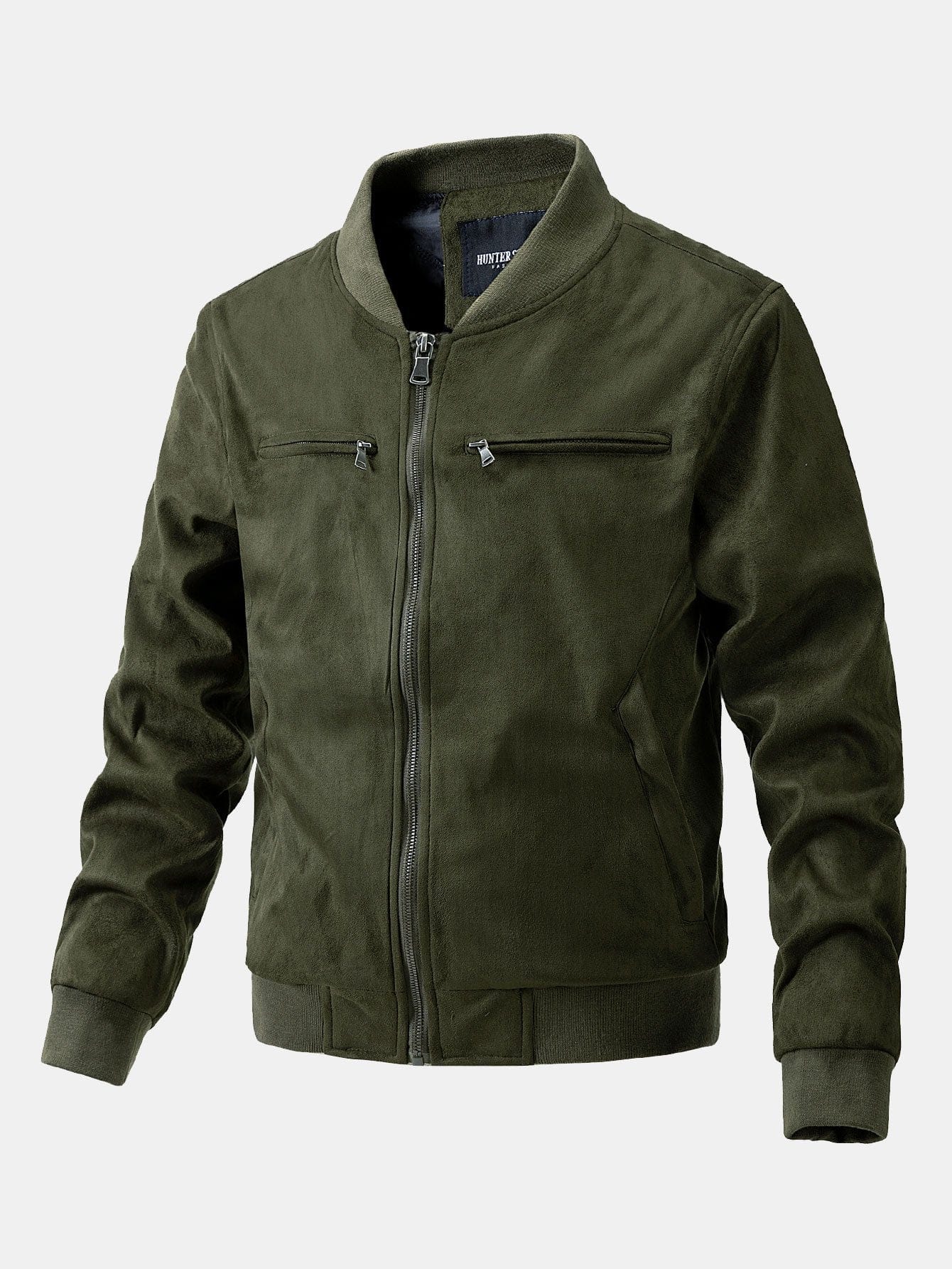 Velira Coats & Jackets tamsiai žalia / S Suede Bomber Striukė su Dygsniuota Pamušalu