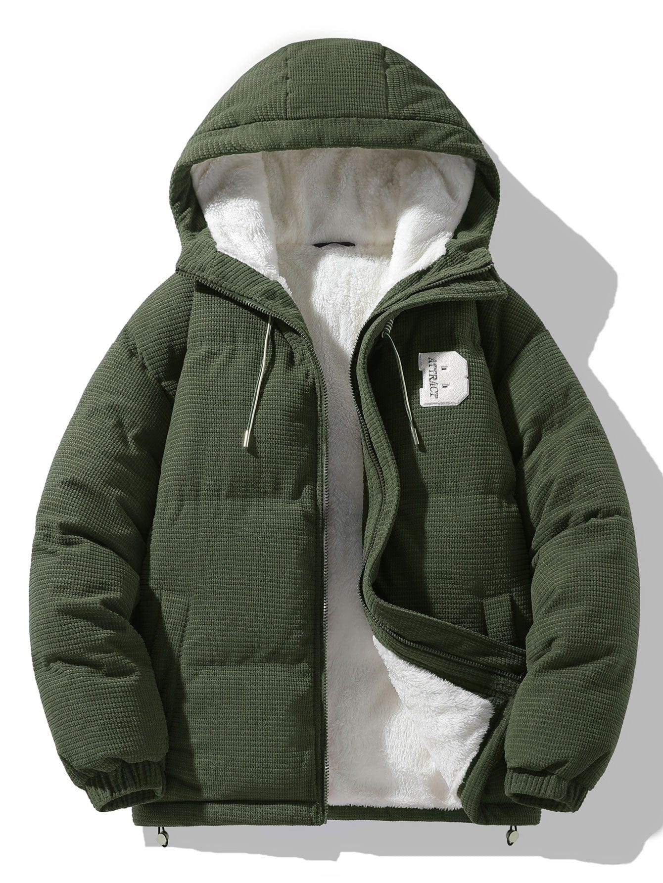 Velira Coats & Jackets tamsiai žalia / XS Teddy pamušalu velveto su gobtuvu pūkinis paltas