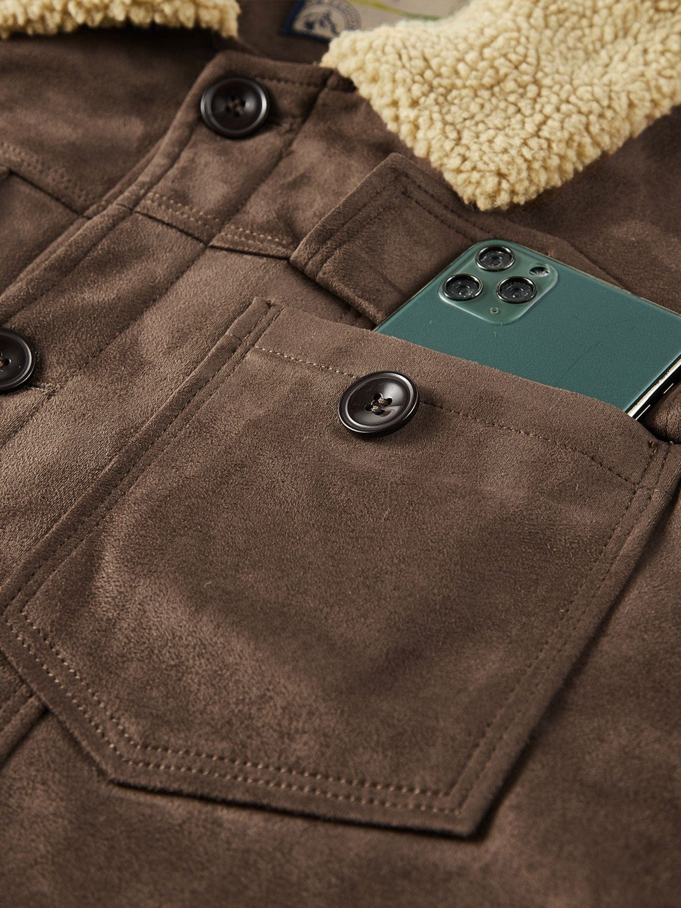 Velira Coats & Jackets Teddy pamušalu dirbtinio suede švarkas