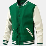 Velira Coats & Jackets žalia / S Kontrasto vilnos išvaizdos PU beisbolo striukė