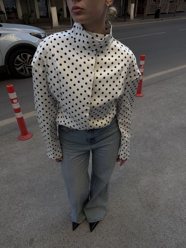 Velira Dotty | Polka Dot Cropped Jacket Dotty | Taškinis trumpas švarkas