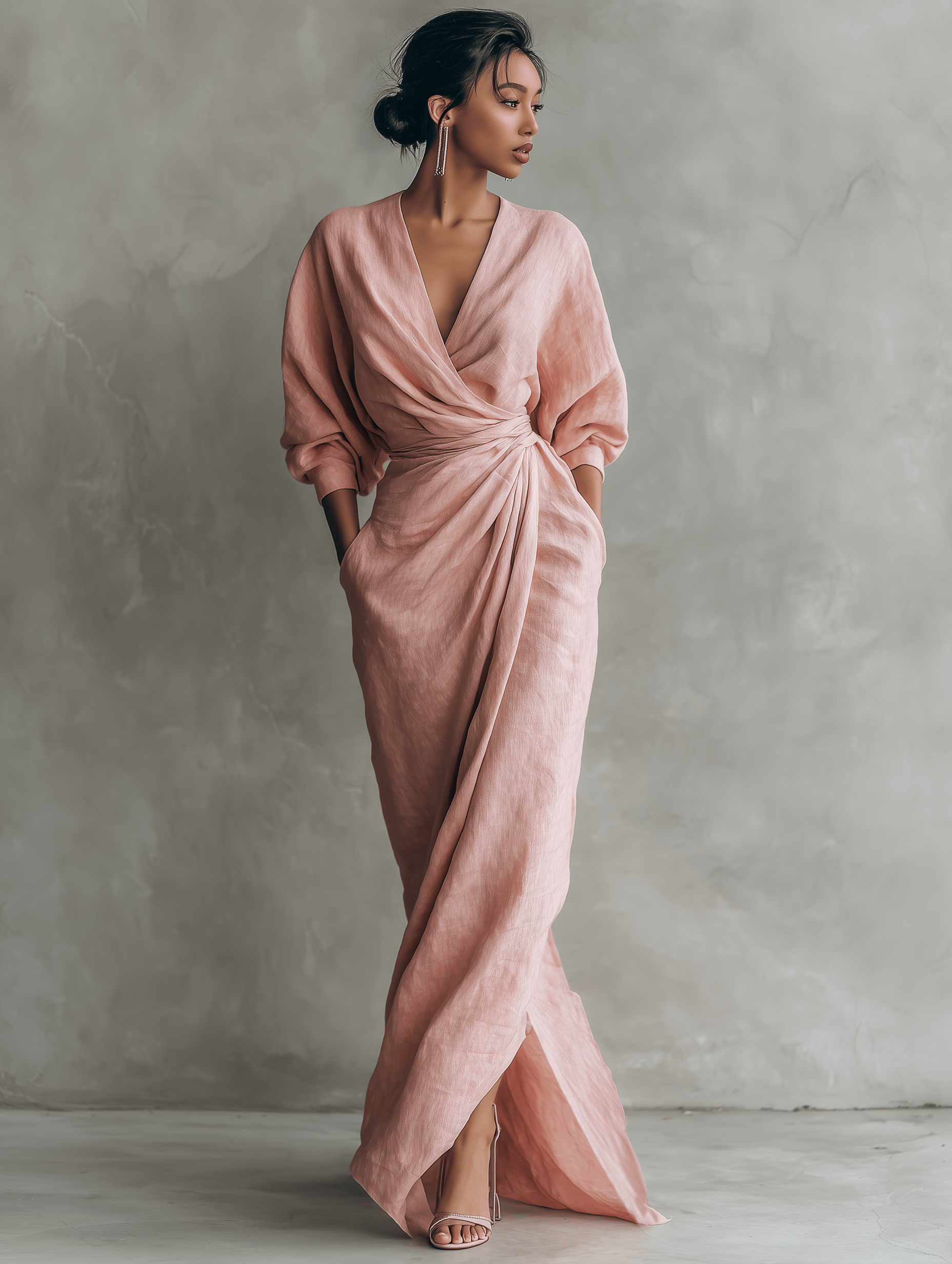 Velira DRESSES Rosa Lino Maxi Suknelė V-Kaklu