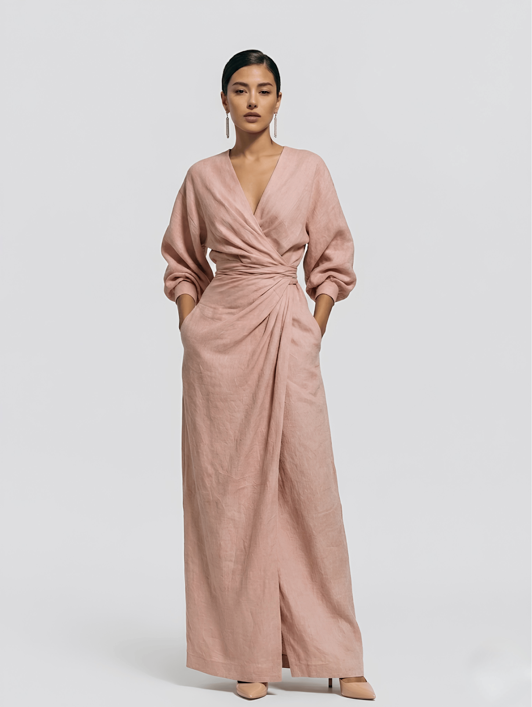 Velira DRESSES Rosa Lino Maxi Suknelė V-Kaklu