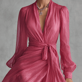 Velira DRESSES Rožinė Chiffon Suknelė V-Kaklu
