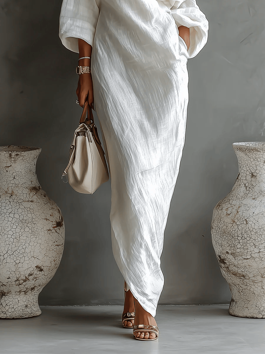 Velira Elise™ | Elegantiškas maxi suknelė vienu petimi balta