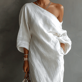 Velira Elise™ | Elegantiškas maxi suknelė vienu petimi balta