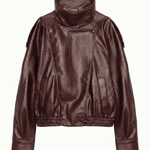 Velira Felicia | Oversized High-Neck Faux Leather Jacket Bordo / XS Felicia | Per didelis aukštas kaklas dirbtinės odos švarkas