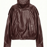 Velira Felicia | Oversized High-Neck Faux Leather Jacket Bordo / XS Felicia | Per didelis aukštas kaklas dirbtinės odos švarkas