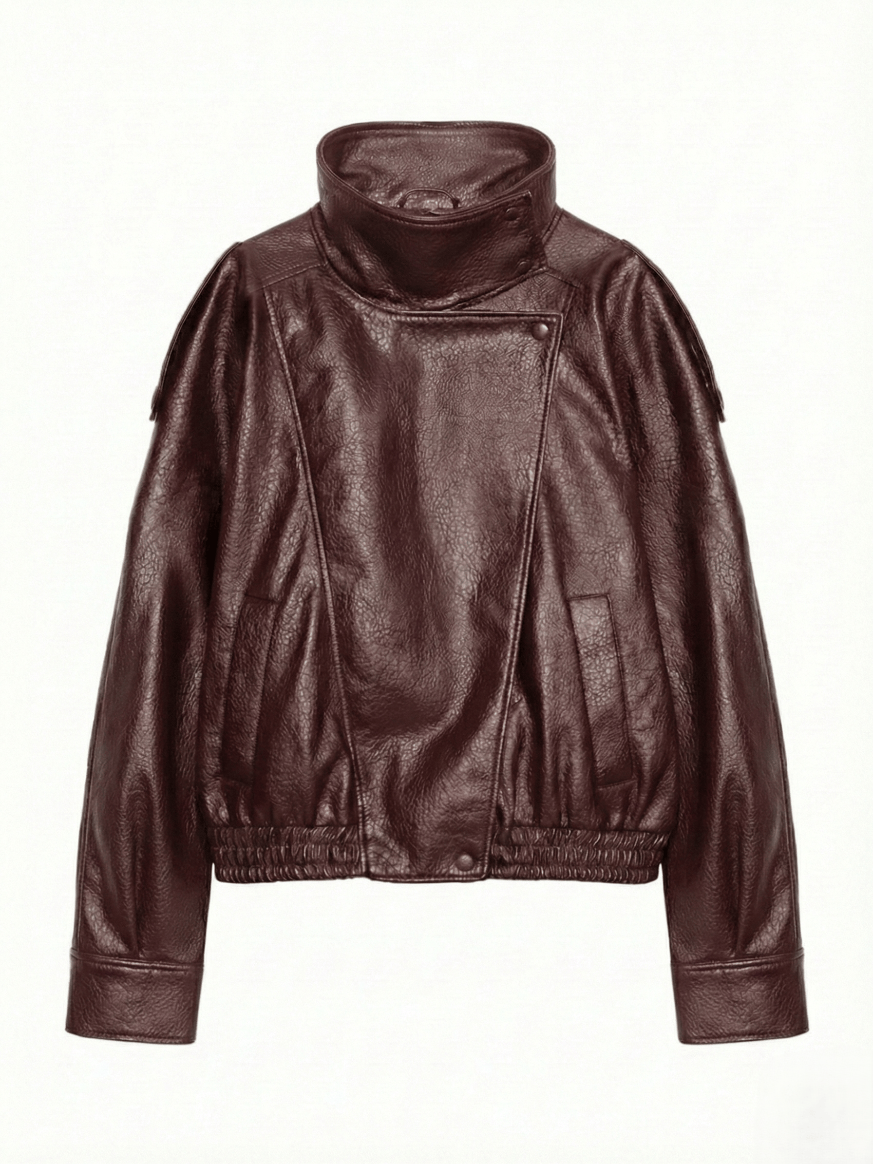 Velira Felicia | Oversized High-Neck Faux Leather Jacket Bordo / XS Felicia | Per didelis aukštas kaklas dirbtinės odos švarkas