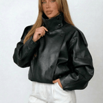 Velira Felicia | Oversized High-Neck Faux Leather Jacket Felicia | Per didelis aukštas kaklas dirbtinės odos švarkas