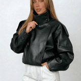 Velira Felicia | Oversized High-Neck Faux Leather Jacket Felicia | Per didelis aukštas kaklas dirbtinės odos švarkas